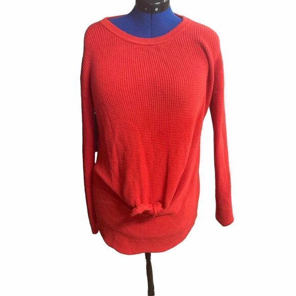 Sexy Bow Tie Pullover Sweater Long Sleeves Size Large Red - Picture 1 of 9